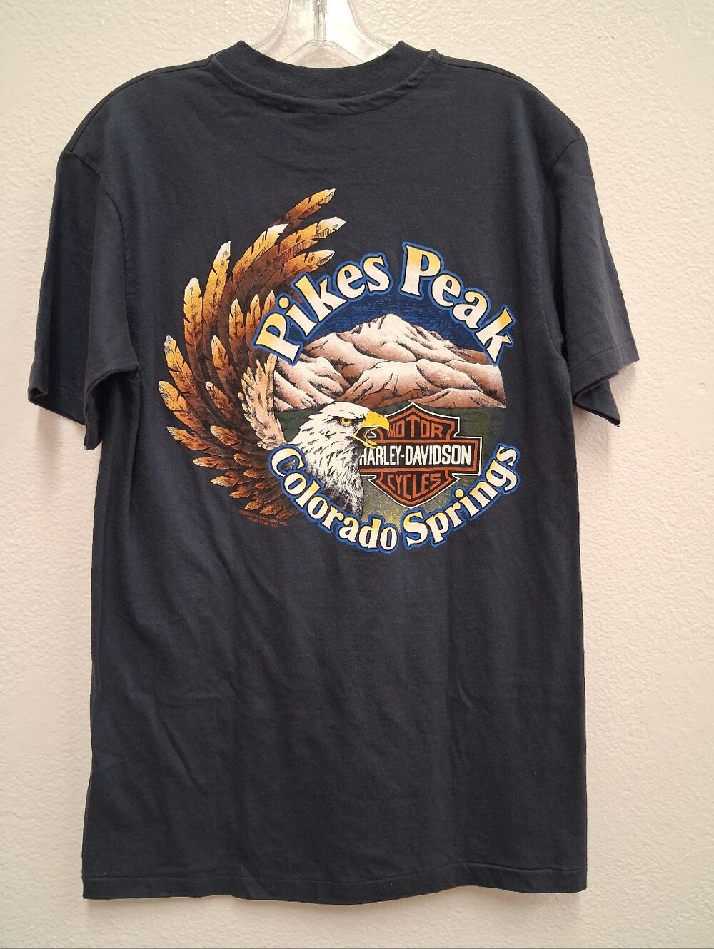 80'S Harley Davidson Eagle Pikes Peak Colorado Motorcycle T Shirt Men's Medium